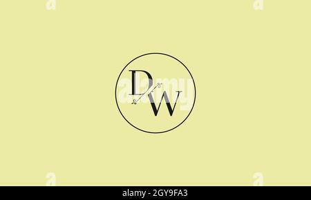 LETTERS DW LOGO DESIGN WITH NEGATIVE SPACE EFFECT FOR ILLUSTRATION USE Stock Vector