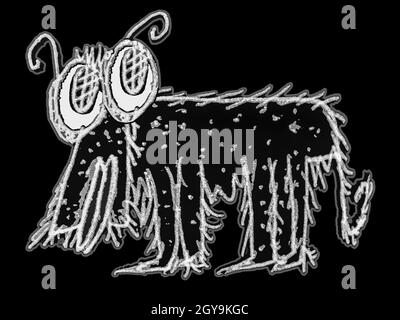 Black and white monster sketchy style illustration Stock Photo - Alamy