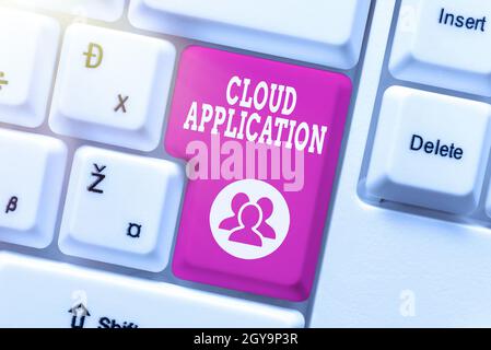 Text sign showing Cloud Application, Concept meaning the software program where cloud computing works Offering Speed Typing Lessons And Tips, Improvin Stock Photo