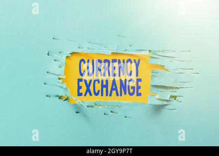 Text sign showing Currency Exchange, Business concept rate at which one currency will be exchanged for another Brainstorming New Ideas And Inspiration Stock Photo