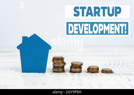 Text showing inspiration Startup Development, Business idea efficiently develop and validate scalable business model Selling Land Ownership, Investing Stock Photo