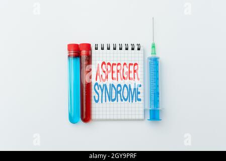Handwriting text Asperger Syndrome, Business concept characterized as a distinct autism spectrum disorder Research Notes For Virus Prevention, Plannin Stock Photo