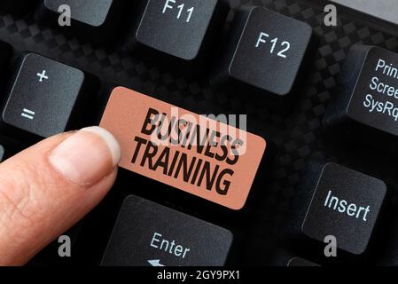 Text showing inspiration Business Training, Business concept increasing the knowledge and skills of the workforce Abstract Reasearching Old Online Art Stock Photo