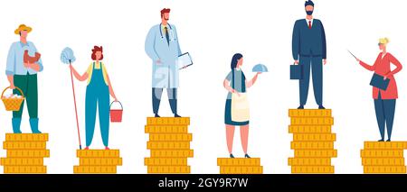 Comparison and difference between rich and poor family. Vector artwork ...