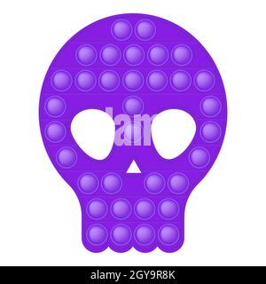 Halloween popit trendy silicon fidget toy - skull. Antistress toy for fidget in bright colors. Bubble fashionable pop it toy - cute purple monster. Is Stock Vector