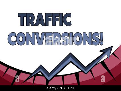 Text sign showing Traffic Conversions, Business showcase visitor who has been converted into a client or customer Abstract Graph Presenting Progress, Stock Photo