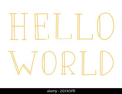 Lettering Hello world. Vector illustration. Handwritten phrase Stock Vector