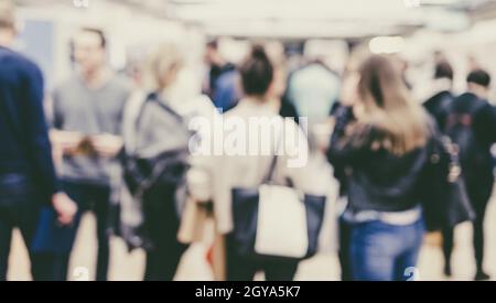 Blured image of businesspeople socializing and networking during coffee break at conference meeting. Business and entrepreneurship. Stock Photo
