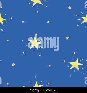Seamless pattern with yellow stars. Vector illustration. Stock Vector