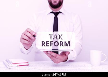 Conceptual display Tax Reform, Concept meaning government policy about the collection of taxes with business owners Presenting Communication Technolog Stock Photo
