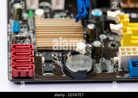 backup battery of a computer motherboard Stock Photo