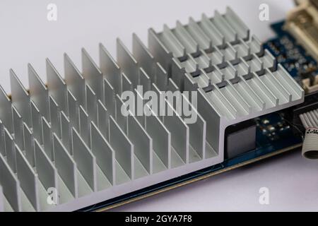 heatsink of an electronic board on a white surface Stock Photo