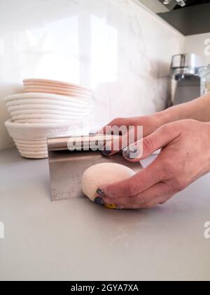 Prepare dough for baking a loaf of homemade bread Stock Photo