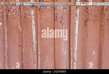 Texture of the old concrete wall for background. Reinforced concrete with damaged and rusty metal fittings. Stock Photo