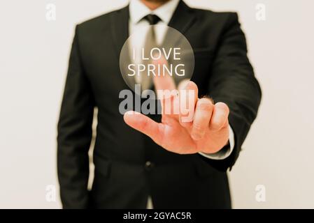 Text caption presenting I Love Spring, Business concept telling why having a strong affection to this season Presenting New Plans And Ideas Demonstrat Stock Photo