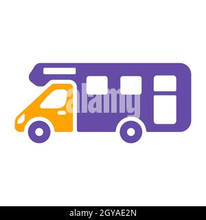 Mobile home Motor home Caravan Trailer Vehicle flat vector glyph icon. Graph symbol for travel and tourism web site and apps design, logo, app, UI Stock Photo