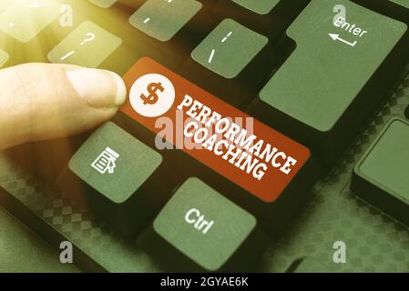 Text caption presenting Performance Coaching, Word Written on the development and action planning of another Creating New Typing Game Concept, Abstrac Stock Photo