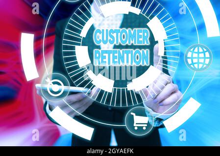 Writing displaying text Customer Retention, Concept meaning activities companies take to reduce user defections Lady In Uniform Holding Phone Pressing Stock Photo