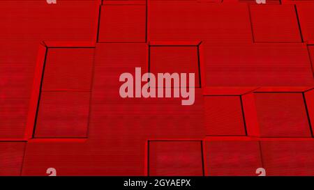 Abstract Cubes Background Random Motion, Loopable Animation. Red Cubes. Stock Photo