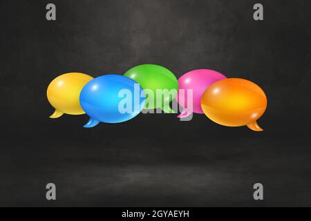 3D multicolor speech bubbles isolated on black background Stock Photo