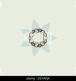 An illustration of round geometric shapes against a light green background Stock Photo