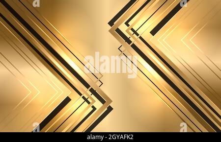 Golden luxury elegance abstract background with black and gold arrows. Stock Vector