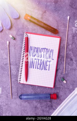 Handwriting text Industrial Internet, Word Written on use of the internet of things in industrial sectors Writing Prescription Medicine Laboratory Tes Stock Photo