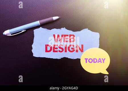 Handwriting text Web Design, Word Written on website creation which includes layout, content, and graphics Thinking New Bright Ideas Renewing Creativi Stock Photo