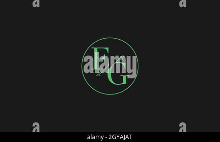 LETTERS EG LOGO DESIGN WITH NEGATIVE SPACE EFFECT FOR ILLUSTRATION USE Stock Vector