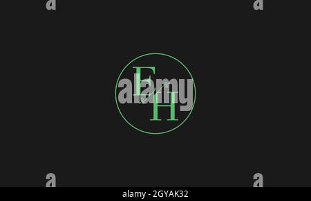 LETTERS EH LOGO DESIGN WITH NEGATIVE SPACE EFFECT FOR ILLUSTRATION USE Stock Vector