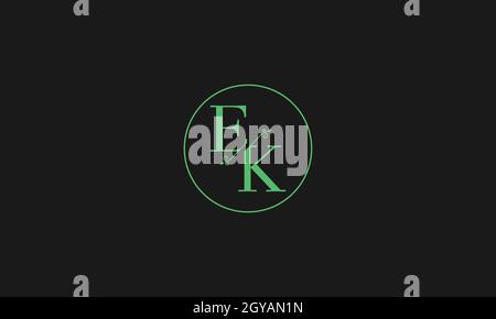 LETTERS EK LOGO DESIGN WITH NEGATIVE SPACE EFFECT FOR ILLUSTRATION USE Stock Vector