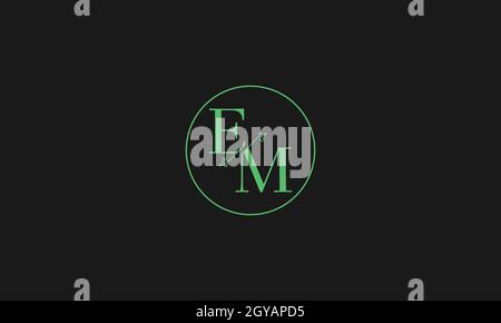 LETTERS EM LOGO DESIGN WITH NEGATIVE SPACE EFFECT FOR ILLUSTRATION USE Stock Vector