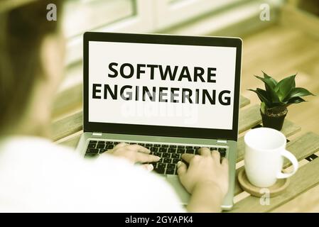 Inspiration showing sign Software Engineering, Business showcase apply engineering to the development of software Online Jobs And Working Remotely Con Stock Photo