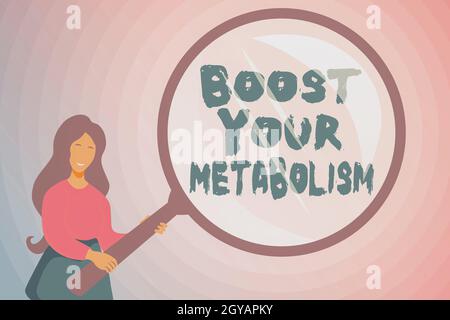 Text showing inspiration Boost Your Metabolism, Concept meaning body process uses to make and burn energy from food Abstract Investigation And Finding Stock Photo