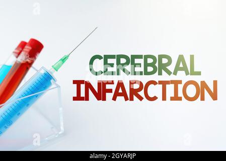 Conceptual display Cerebral Infarction, Business overview focal brain necrosis due to complete and long ischemia Presenting Medical Samples Laboratory Stock Photo