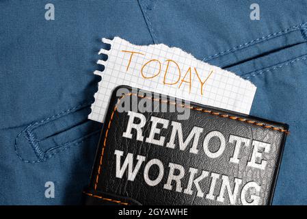 Conceptual display Remote Working, Word Written on style that allows professionals to work outside of an office Thinking New Bright Ideas Renewing Cre Stock Photo