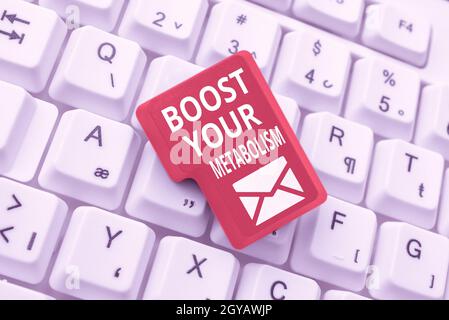 Text showing inspiration Boost Your Metabolism, Business concept body process uses to make and burn energy from food Connecting With Online Friends, M Stock Photo