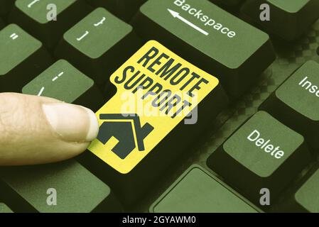 Text caption presenting Remote Support, Word Written on type of secure service, which permits representatives to help Abstract Creating Online Transcr Stock Photo