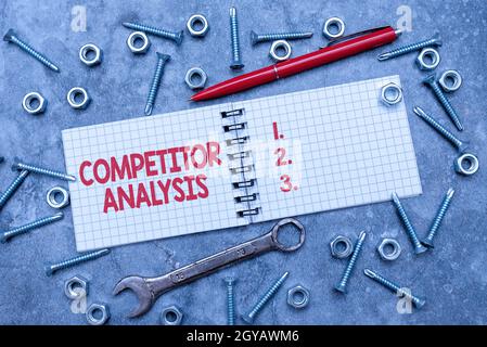 Conceptual caption Competitor Analysis, Concept meaning assessment of the strengths and weaknesses of rival firm New Ideas Brainstoming For Maintenanc Stock Photo
