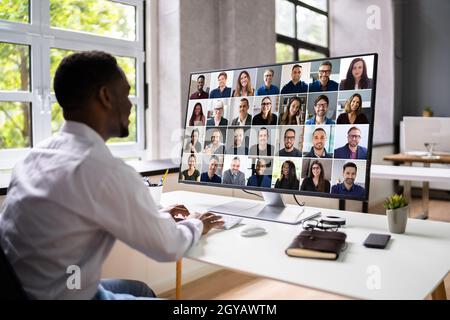 African Business Video Conference Business Webinar Meeting Stock Photo