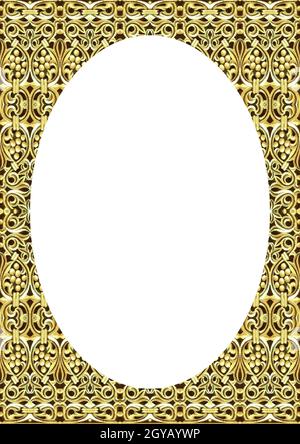 White circle frame background with decorated design borders Stock Photo