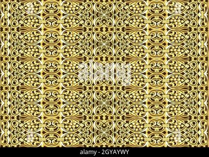 Digital art luxury abstract geometric ornate golden style seamless pattern design Stock Photo