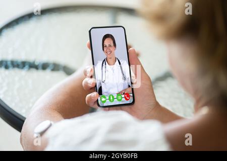 Continuous Blood Sugar Level Video Conference With Doctor Stock Photo