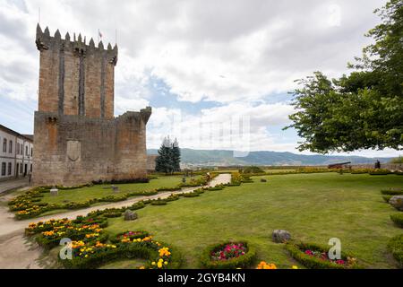 Chaves city historic castle with beautiful flower garden in the north of Portugal Stock Photo