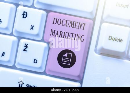 Handwriting text Document Marketing, Conceptual photo written strategy for selling the products of a business Typing Online Network Protocols, Creatin Stock Photo