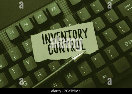 Under Inventory Control Sign Hand writing sign Inventory Control. Conceptual photo regulating and ...