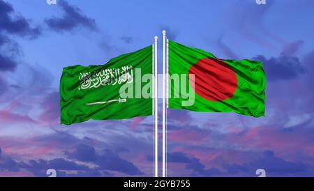 Flags of Saudi Arabia and Bangladesh on White Background Stock Photo ...