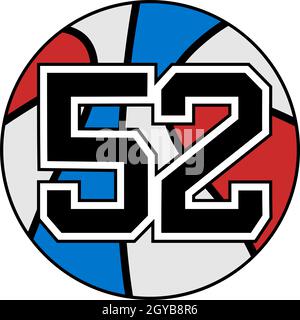 ball of basketball symbol with number 52 Stock Vector