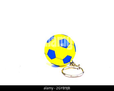 Soccer ball on a white background. Sport. Championship. Europe. World. Background image. Place for text. Stock Photo