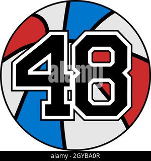 ball of basketball symbol with number 48 Stock Vector